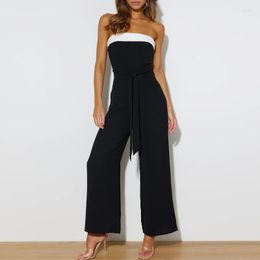 Women's Tracksuits Sexy Off Shoulder Slim Jumpsuit For Women Office Fashion Backless Sleeveless Lace-up Party Overall Female Summer Long