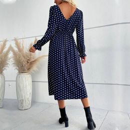 Casual Dresses Ladies Dress Crew Neck Autumn Winter Streetwear Large Hem Mid-Calf Pullover For Daily Wear