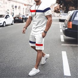 Mens Tracksuits Tshirt Set Crew Neck 3D Print Street Daily Short Sleeve Clothing Apparel 2pcs Fashion Lightweight Basic Classic 230707