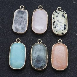 Pendant Necklaces Ovxxons 2 Pcs Natural Stone 15x30mm Oval Flash Single Hole DIY Accessories