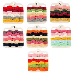 Hair Accessories 6 Pcs Solid Color Elastic Bands Baby Girls Bow Headbands Soft Nylon Bowknot Headdress For Born Toddler