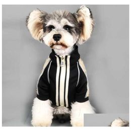 Dog Apparel Spring Fall Vintage Pets Jackets Fashion Letter Printed Schnauzer Coat Festival Gift For Bldog Trendy Hoodies Drop Deli Dhwyg