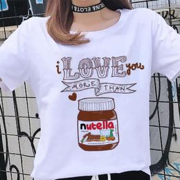 Women's T Shirts Nutella Harajuku Aesthetic T-shirt Women Funny Graphic Print Casual White Shirt 2023 Summer Fashion Large Size Tshirt