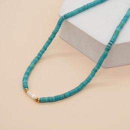 Chains Go2boho Minimalist Turquoise Friendship Gold Plated Necklaces For Women Boho Summer Beach Fashion Jewelry Accessories