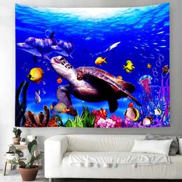 Tapestries Tapestry Wall Hanging Underwater World Sea Life Decor Wall Hanging Sheet Bedroom Dorm Room Home Decor