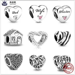 For pandora charms authentic 925 silver beads Dangle Charm sweet home house Dad Sister Mom wife love heart DIY fine