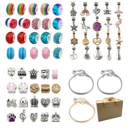 Necklace Earrings Set Christmas Kraft Paper Box Gift Colourful Large Hole Spacer Beads Alloy Charms Mix For DIY Bracelets Jewellery Making