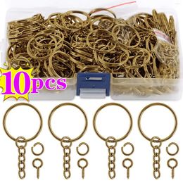 Keychains Bronze Metal Blank Keyring Keychain Split Rings Keyfob Key Lobster Clasp Chain Pendant Ring Stainless Steel