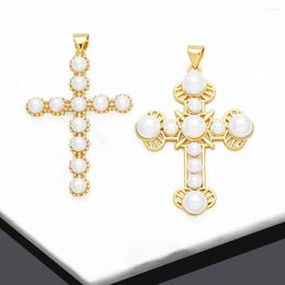Pendant Necklaces OCESRIO Big Beads Cross For Necklace Copper Gold Plated Brass Crucifix Jewelry Making Supplies Wholesale Pdtb203