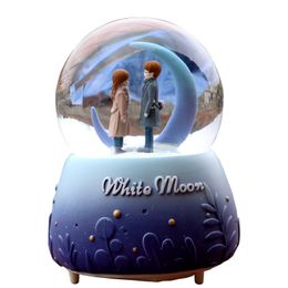 Novelty Items Couples Wife Birthday Wedding Gift Glow Light Crystall Snowball Music Box Lovers Ornament Valentine's Day Favours for Year 230707