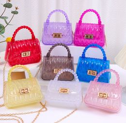 Children Jelly handbag Women's bag PVC transparent mini bags Rivet small chain purse