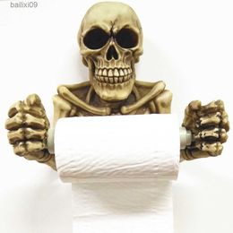 Paper Towel Holders Creative tissue storage rack home wall hanging skull roll tissue drawer telescopic rod ghost toilet paper drawer T230707