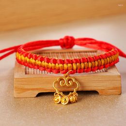 Dog Collars Fashion Pet Weave Longevity Golden Lock Necklace Bell Year Festive Jewellery Adjustable Handmade Cat Collar Supplies