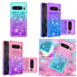 Gradient Quicksand Shockproof Cases For Iphone 15 Plus Pro Max Google Pixel 8A 8 Pro 7A Xiaomi 13T 13 Lite POCO F5 5G Glitter Heart Love Bling Liquid Soft TPU Phone Covers