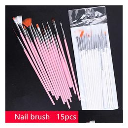 Nail Brushes 15 Pcs Professional Gel Sizes Art Acrylic Brush Pens Wooden Handle Dotting Ding Paint Set Drop Delivery Health Beauty Sa Dhgvd