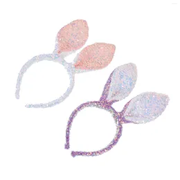 Bandanas 2 Pcs Baby Girl Outfits Sequin Headband Ear Hairband Glitter Scrunchies Easter Po Props Hairy Sequined