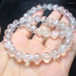 Bangle Natural Snowflake Quartz Bracelet Crystal Bracelets Round Bead Stretch Healing Gemstone Birthday Present 1PCS 8.5mm