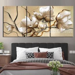 Number Flower Beige 5d Diy Diamond Painting New 5d Diamond Mosaic Full Square Round Diamond Embroidered 3 Pcs/set Magnolia Best Gift