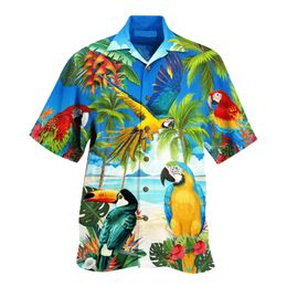 Men's Dress Shirts Men's Shirt for Men Animal Print Short Sleeve Shirts Summer Loose V-neck Top Fashion Oversized Hawaiian Men's Clothing 5xl 230707