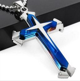 Stainless Steel Chain 3 Layer Knight Cross Silver Gold Black Color Mens Necklace Pendant Jewelry Gifts Fashion Accessories Epacket free ship