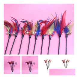 Cat Toys Bell Feathers Pet Tease And Tick Interactive Teasing Fishes Deity To Amuse The Pole Feather Supplies T2I52170 Drop Delivery Dh65C