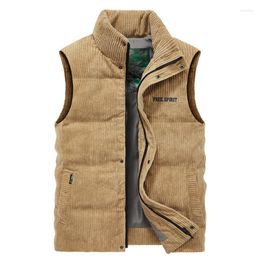 Men's Vests Autumn Winter Corduroy Vest Men Cotton Padded Outdoor Casual Sleeveless Jacket Large Size S-4XL Stand Collar Waistcoat