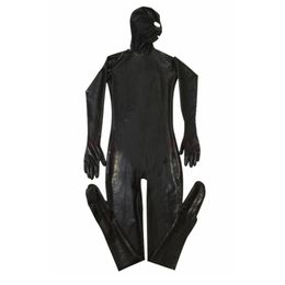 Erotic Leotard Gay Men Sexy Fetish Latex Nightclub Catsuit PVC Costumes Prisoner Cosplay Body Suit Black Leather jumpsuit227S