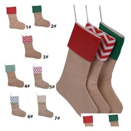 Christmas Decorations 12X18Inch New High Quality Canvas Stocking Gift Bags Xmas Decorative Socks 4543 Drop Delivery Home Garden Fest Dhqhg