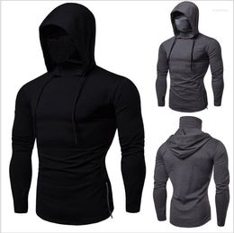 Men's Hoodies 2023 Spring Summer Mens Hoodie Thin Long Sleeve With Mask Sweatshirt Outdoors Gym Casual Large Open-Forked Hooded Tops M-XXXL