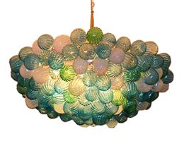 Multi Colour Modern Ball Shape Chandelier Art Hanging Lamp Dining Living Room Hand Blown Glass Classical Home Decor