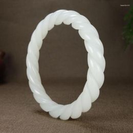 Bangle Natural White Jade Twisted Men Women Fine Jewellery Accessories Genuine Chinese Hetian Jades Nephrite Bracelets Bangles