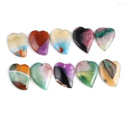 Pendant Necklaces 4 Pcs Natural Stone Pendants Peach Heart Shape Random Healing Crystal Agate For Jewelry Making Necklace