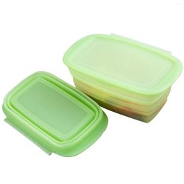 Dinnerware Sets Foldable Silicone Storage Container High Temperature Resistant Lunchbox For Kitchen Freezer Travel Car Work Picnic