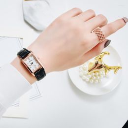 Wristwatches Casual Women Watches Bracelet Leather Strap Square Quartz Ladies Watch Clock Wrist Montre Femme Relojes Para Mujer