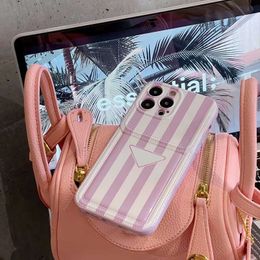 Designer Stripe Creamy Summer Dopamine Trend Phone Cases for Apple iPhone 14 13 12 11 Pro Max Luxury Soft Silicone Full-body Mobile Cell Back Covers Fundas Coque Purple
