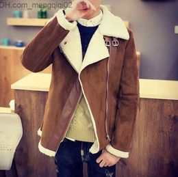 Men's Jackets Designer Fall Winter Coat Faux Fur Suede Jacket Side Zipper Lamb Mens Warm Coat Z230710