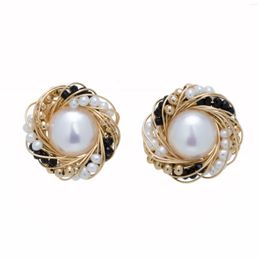 Stud Earrings Original Hand-made 10-11mm Pearl Fashion Flower Personality For Women Earring Studs