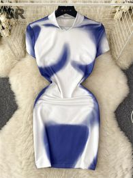 Casual Dresses SINGREINY Print Slim Mini Dress Women Elastic Waist Turtleneck Fashion 2023 Y2K Elegant Ladies Sexy Club Streetwear