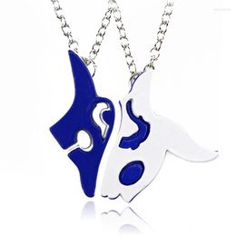 Pendant Necklaces League Of Legend Necklace White And Blue Zinc Alloy Metal Chain Trendy Antique For Men Women Game Fans Charm Jewellery