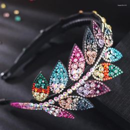 Hair Clips Retro Female Multicolor Leaf Head Wear Luxury Czech Crystal Non-slip Border Girl Hairpin Ladies Fancy Accessories Headband