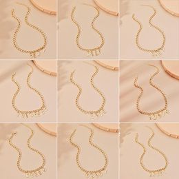 Pendant Necklaces Vintage Letter Necklace On Neck Chain Women's Jewellery Accessories For Girls Clothing Aesthetic Gifts Fashion Lettre