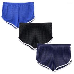 Underpants 3 Piece Men Boxer Shorts Sleep Bottoms Striped Underwear Boxershorts Pyjamas Panties Cueca Sportwear Trunks Plus Size