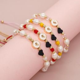 Link Bracelets Go2boho In Gold Plated Fresh Water Pearl Bracelet For Women Enamel Heart Star Charm Accessories Summer Fashion Jewellery