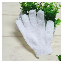 Bath Brushes Sponges Scrubbers Brushes White Nylon Body Cleaning Shower Gloves Exfoliating Glove Five Fingers Bathroom Home Suppl Dhmhf