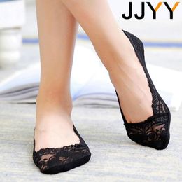 Women Socks Ladies Invisible Silicone Summer Low Top Lined Ankle Lace Flower Soft Casual Faceless Non-Slip Boat