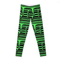 Active Pants Neon Green Drippy Lines Leggings Legging Sport Women Workout For Fitness