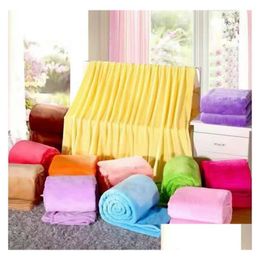 Blankets Solid Colours Warm Flannel Polyester Fibre Soft Bedspread Plush Winter Summer Throw Blanket For Bed Sofa 9053 Drop Delivery Dhx59