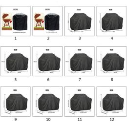 BBQ Tools Accessories 190T 210D BBQ Cover Outdoor Dust Waterproof Weber Heavy Duty Grill Cover Rain Protective Outdoor Barbecue Cover Round 230707