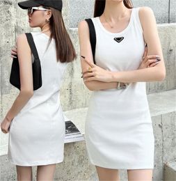 Women's Casual Dresses Summer Fashion Womens Tops Tank Dress Knitted Cotton U Neck Sleeveless Solid Sexy Dresses Bodycon Mini Skirt