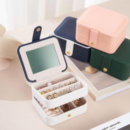 Jewelry Pouches Fashionable Korean Exquisite Women'S Multi Layer Portable Travel Small Box Leather Packaging